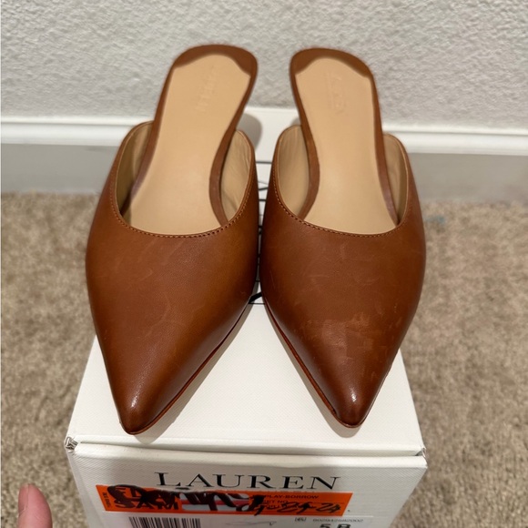 “New” Ralph Lauren Tan Leather Women's Mules size5 S-(Display) - Picture 4 of 6